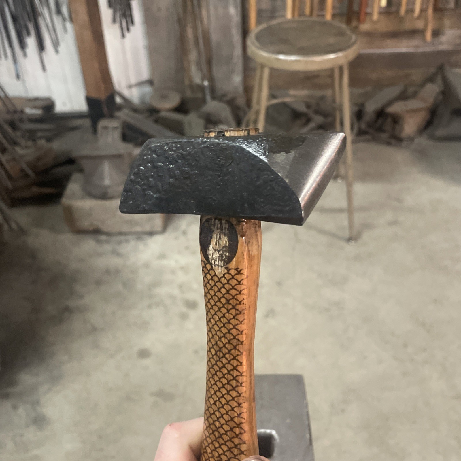 Fish Scale Dual Diagonal Peen Forging Hammer/ 4140 Steel/ 2 Lb 4Oz US Handmade