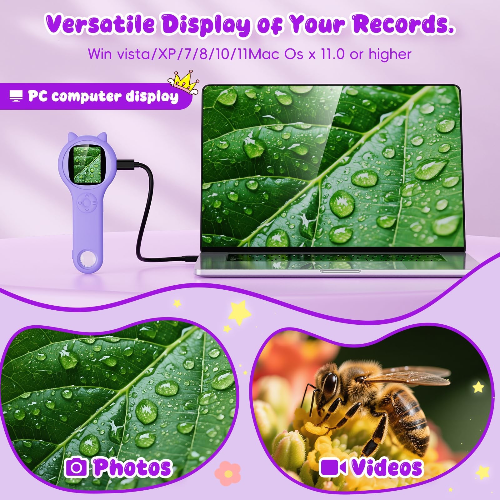 Kids Mini Pocket Handheld Microscope - STEM Educational Toy for Toddlers, 5-12