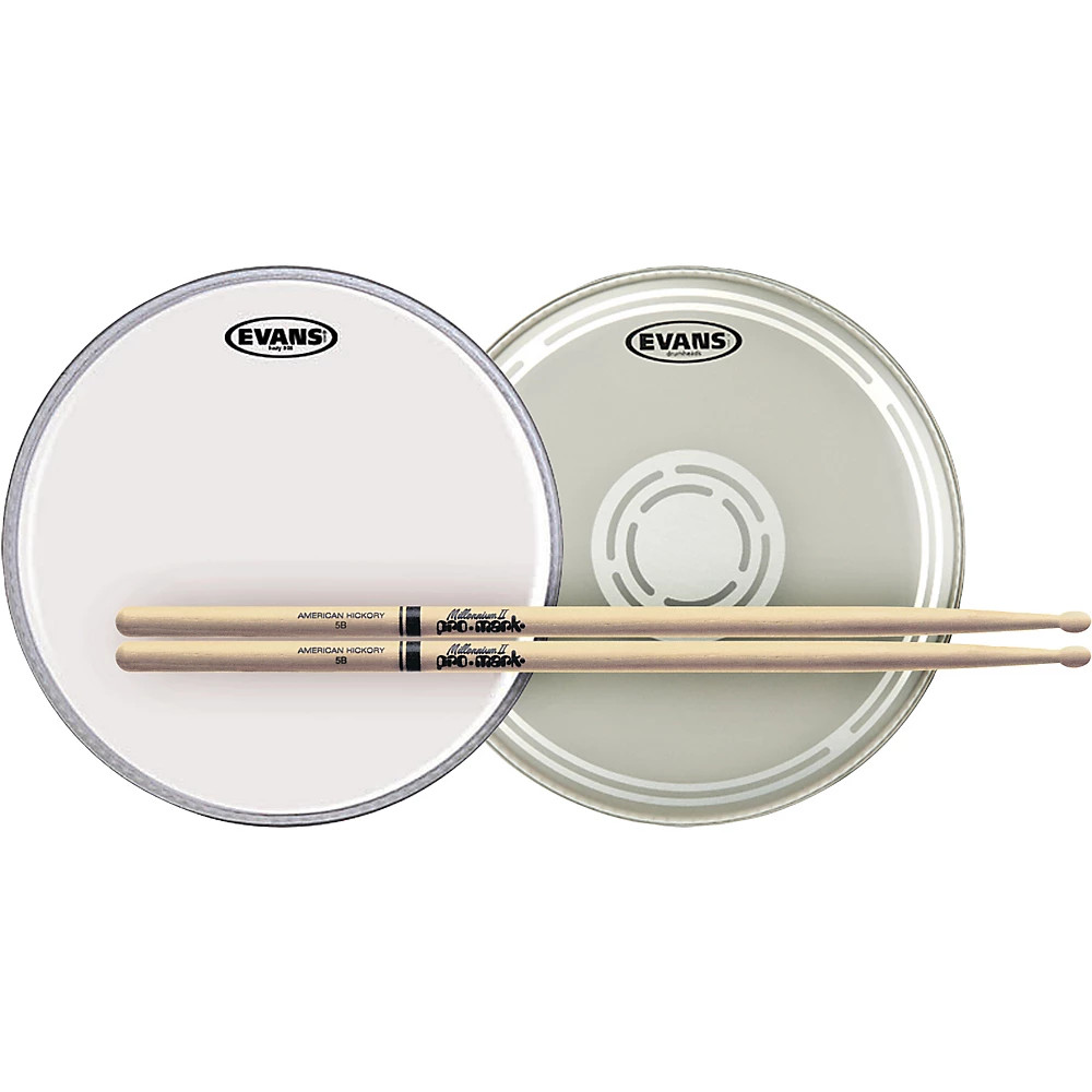 Evans EC Reverse Dot Snare Batter/Snare Side Head/Free Pair ProMark Sticks W 5B