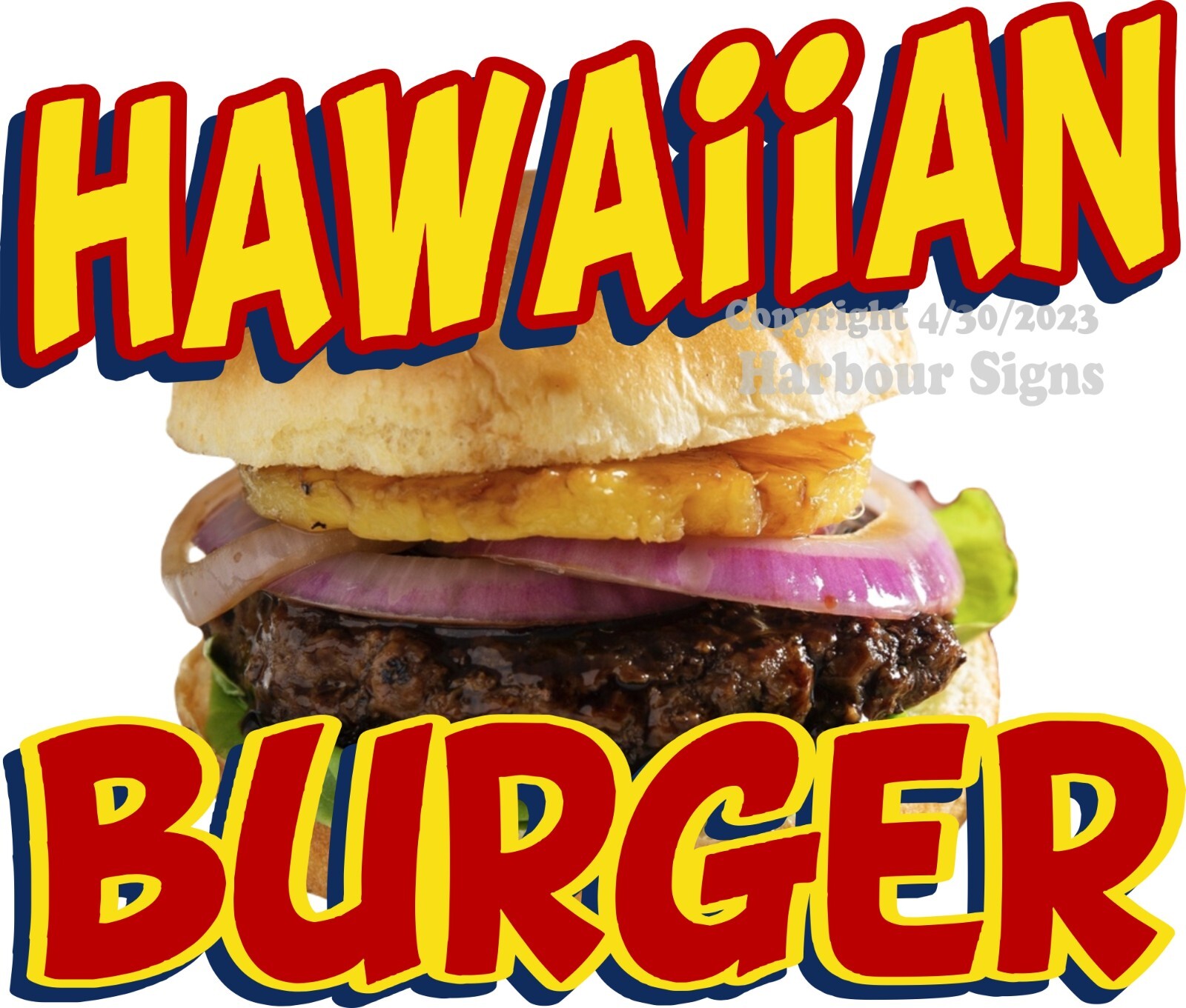 Hawaiian Burger DECAL B Food Truck Concession Sticker  (Choose size)