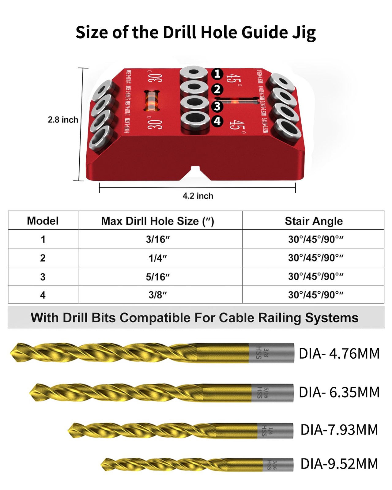 30 45 90 Degree Angle Drill Guide Jig for Hand Drill, Angle Drill Guide for S...