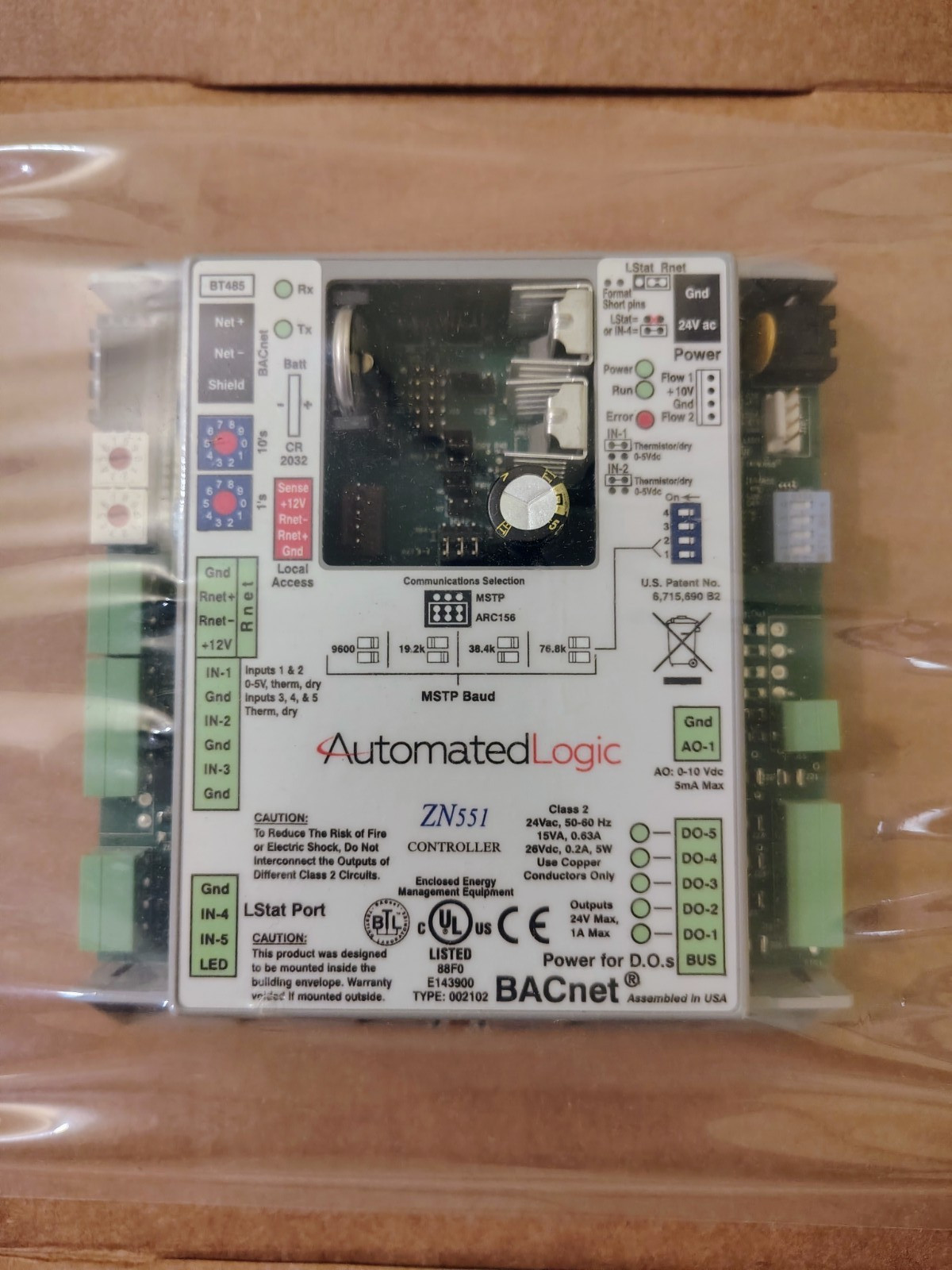 NIB, Automated Logic ZN551 BACNET Control Board ZONE CONTROLLER, LARGE QTY