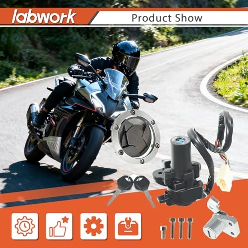 Motorcycle Ignition Switch Lock Key Fuel Cap Replacement for Kawasaki EX250J