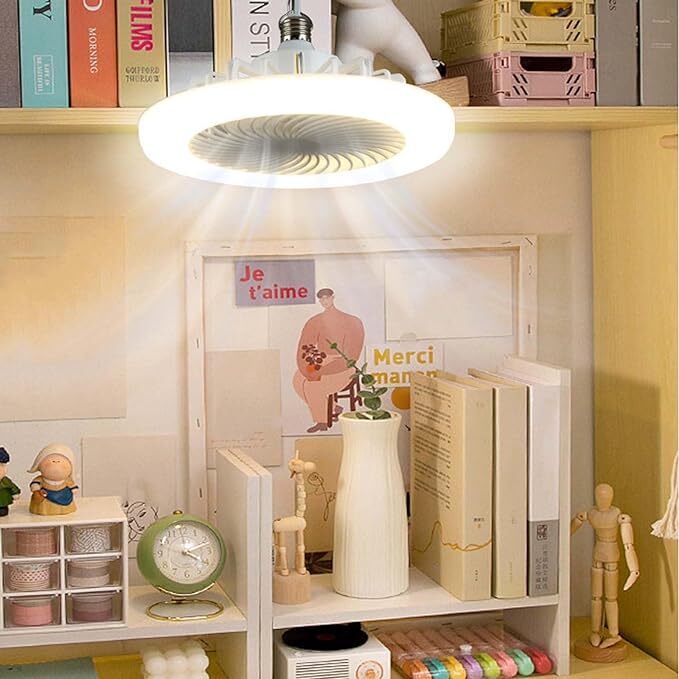 E27 Socket Light With Remote, Ceiling Fan Adjustable Smart LED Fan 3 Windshields
