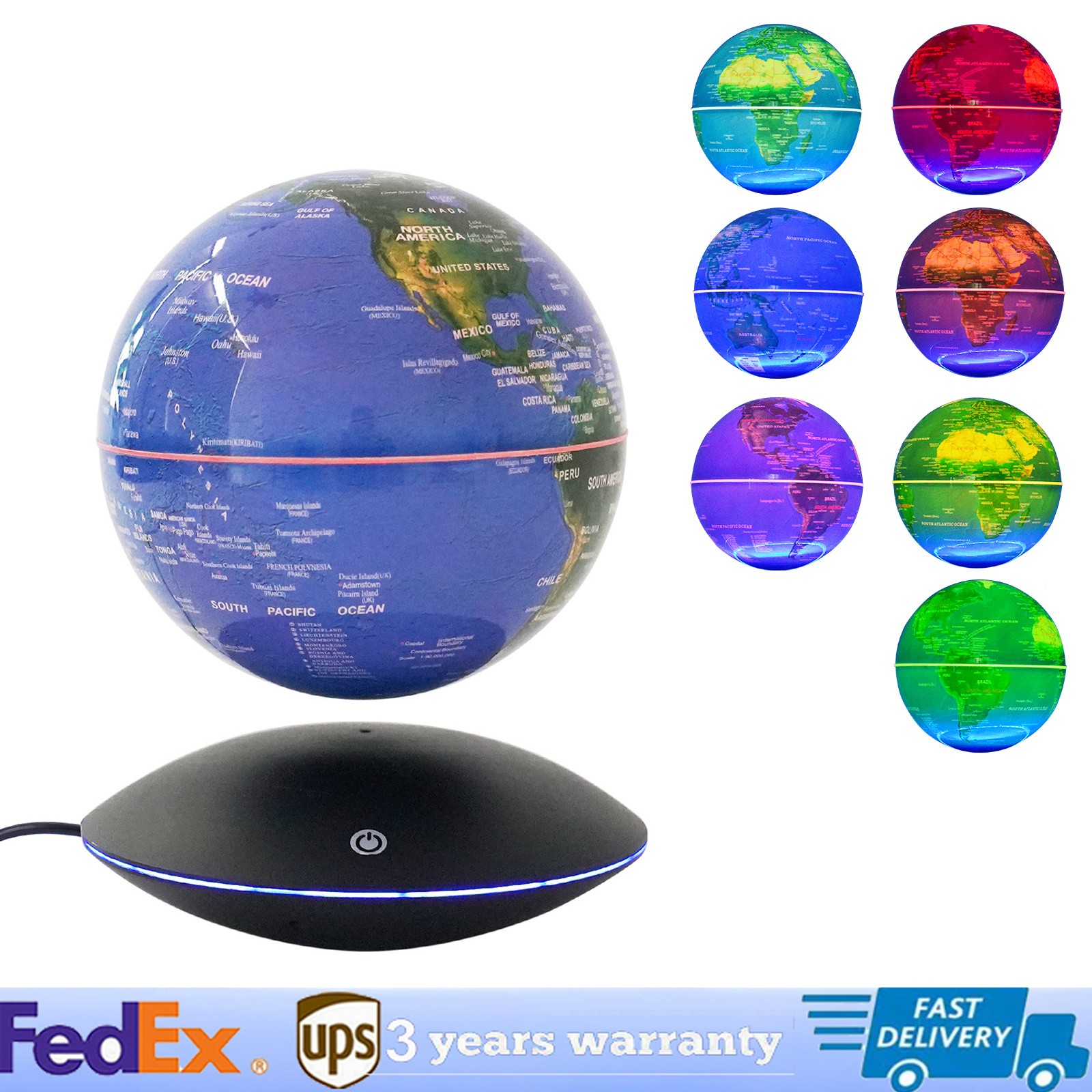 Magnetic Levitation Floating Globe Light LED World Map Rotating Night Lamp NEW