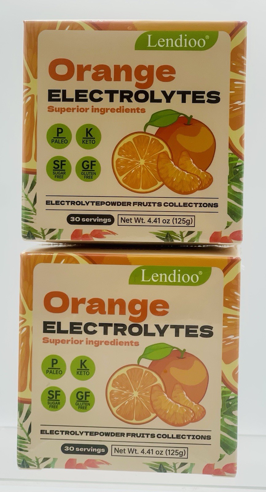 Lot of 2  Orange Flavour Electrolytes Powder 4.41 oz Sugar-Free Gluten-Free BNIB