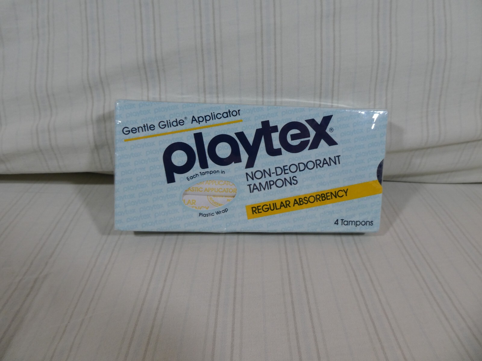 Vintage 1985 Playtex Tampons 4 Regular Absorbent Factory Sealed Prop﻿ P1