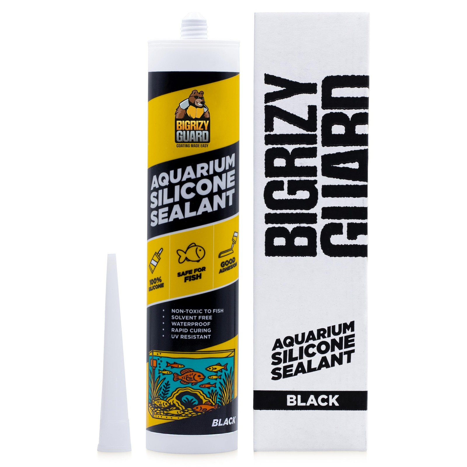 Bigrizy Guard Aquarium Silicone Sealant Black 10.14 Fl oz 1 Pack,
