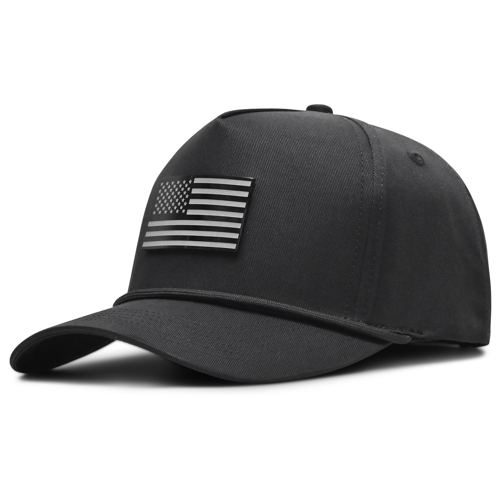 Curves and Clubs – Blackout Money Rope Hat | Stealth American Flag Golf Hat