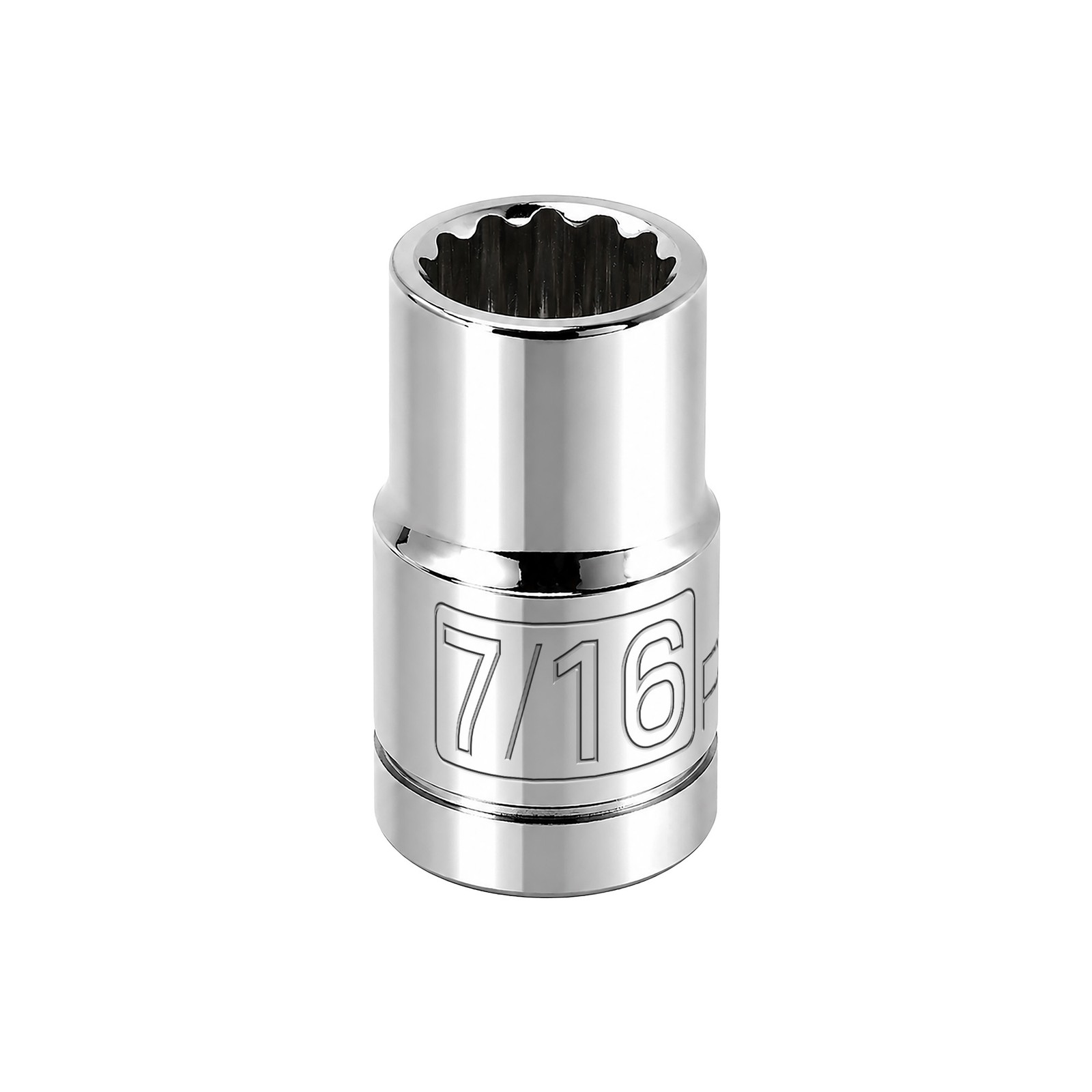 Powerbuilt 3/8 Inch Drive x 7/16 Inch 12 Point Shallow Socket - 641003