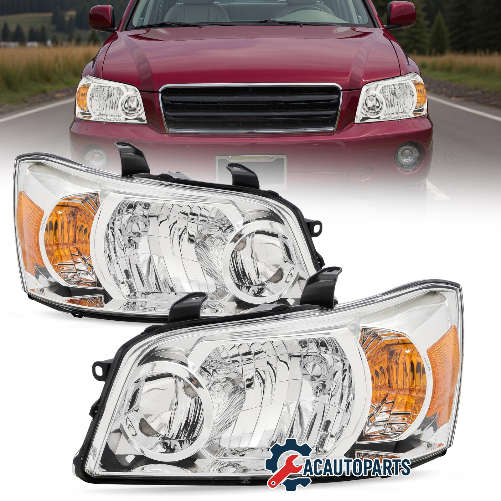 For 2001-2007 Toyota Highlander Factory Style Headlights Headlamps Left+Right