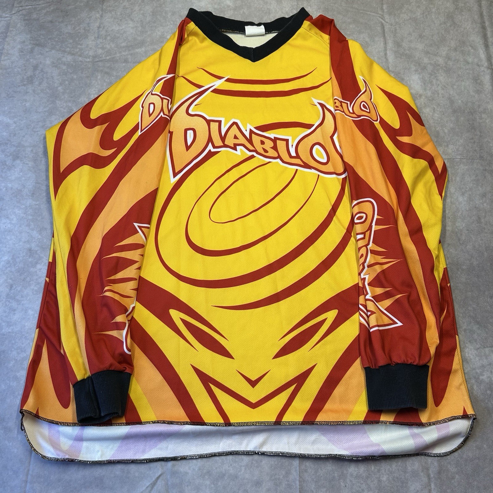 Vintage Diablo Wear ‘Face’ Paintball Jersey Men's XXL Y2K Yellow Red