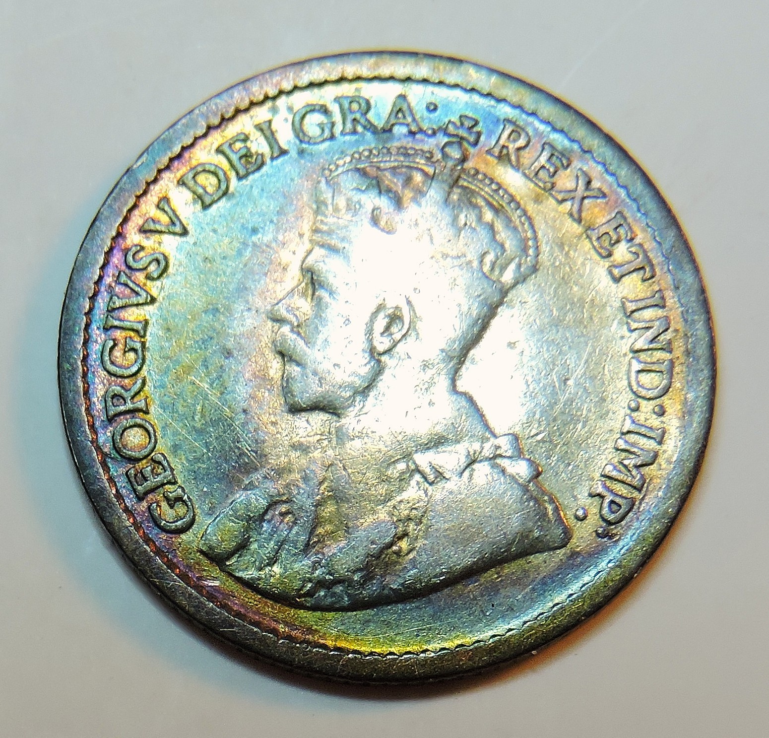1914 Canada Silver 5 Cents Rainbow Album Toning