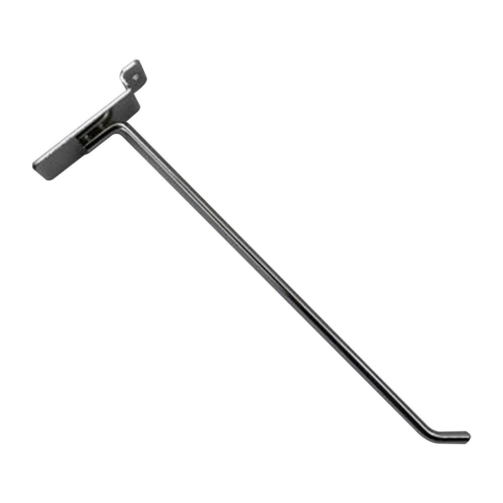 10" Slatwall Hook Panel Display Hooks, 1/4" Thickness Metal, Chrome - PACK 12