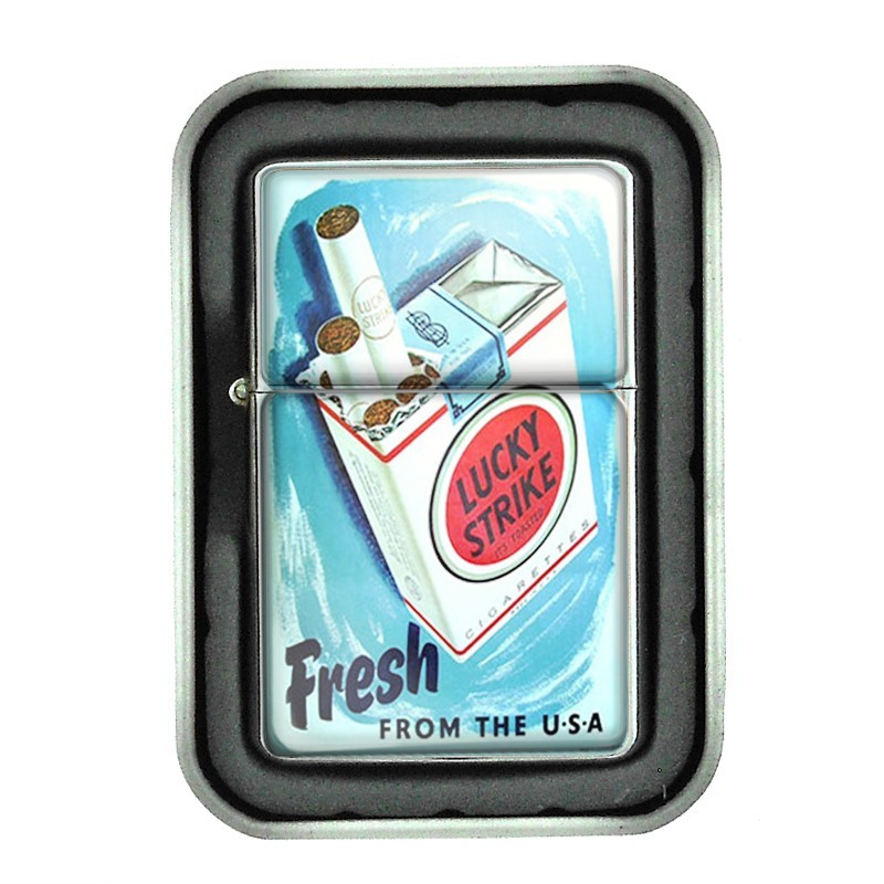 Lucky Strike Oil Lighter Vintage Cigarette Smoking Ad Classic Logo D27