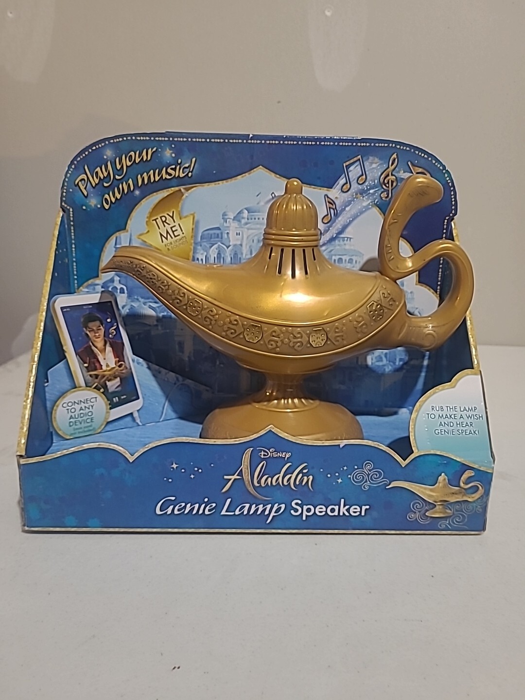Disney Aladdin Genie Lamp Speaker w/Lights Connect To Audio Device