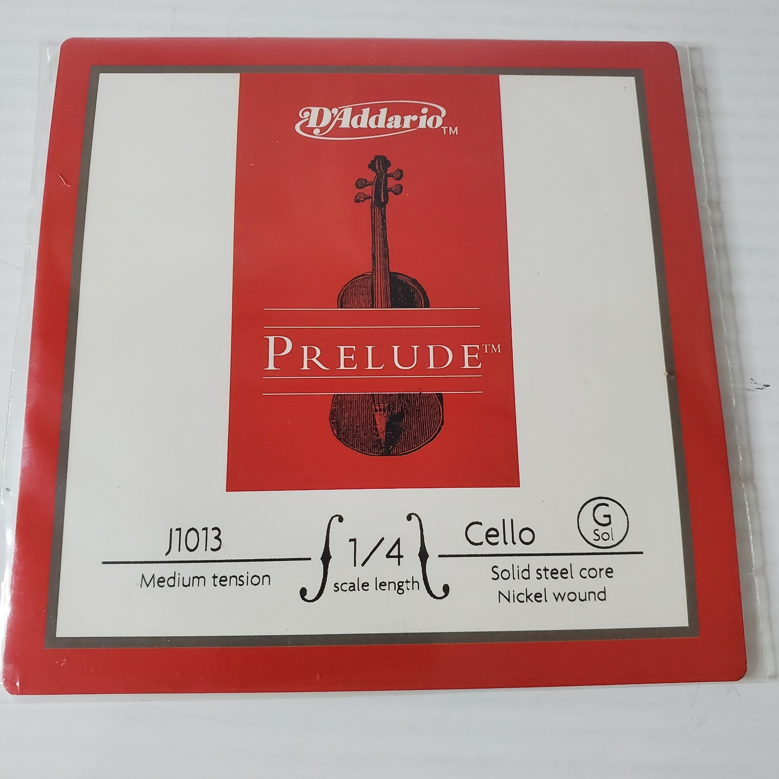 D'Addario Prelude Cello Single G String 1/4 Scale Medium Tension Steel Core