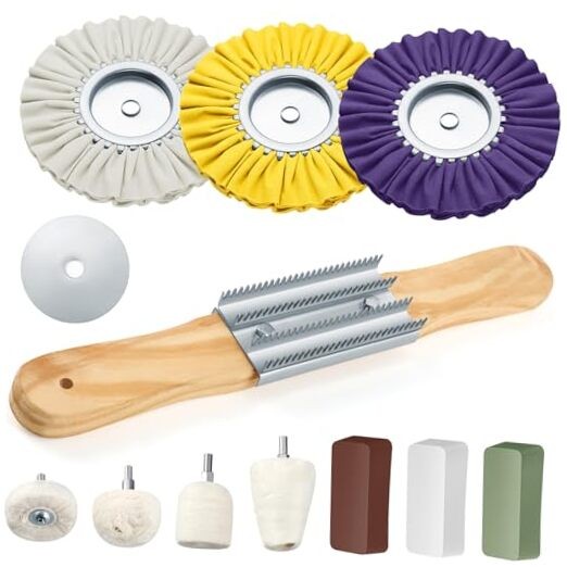 11 Pcs 8" Airway Polishing Wheel Kit in Diameter 5/8", Metal Dark Color