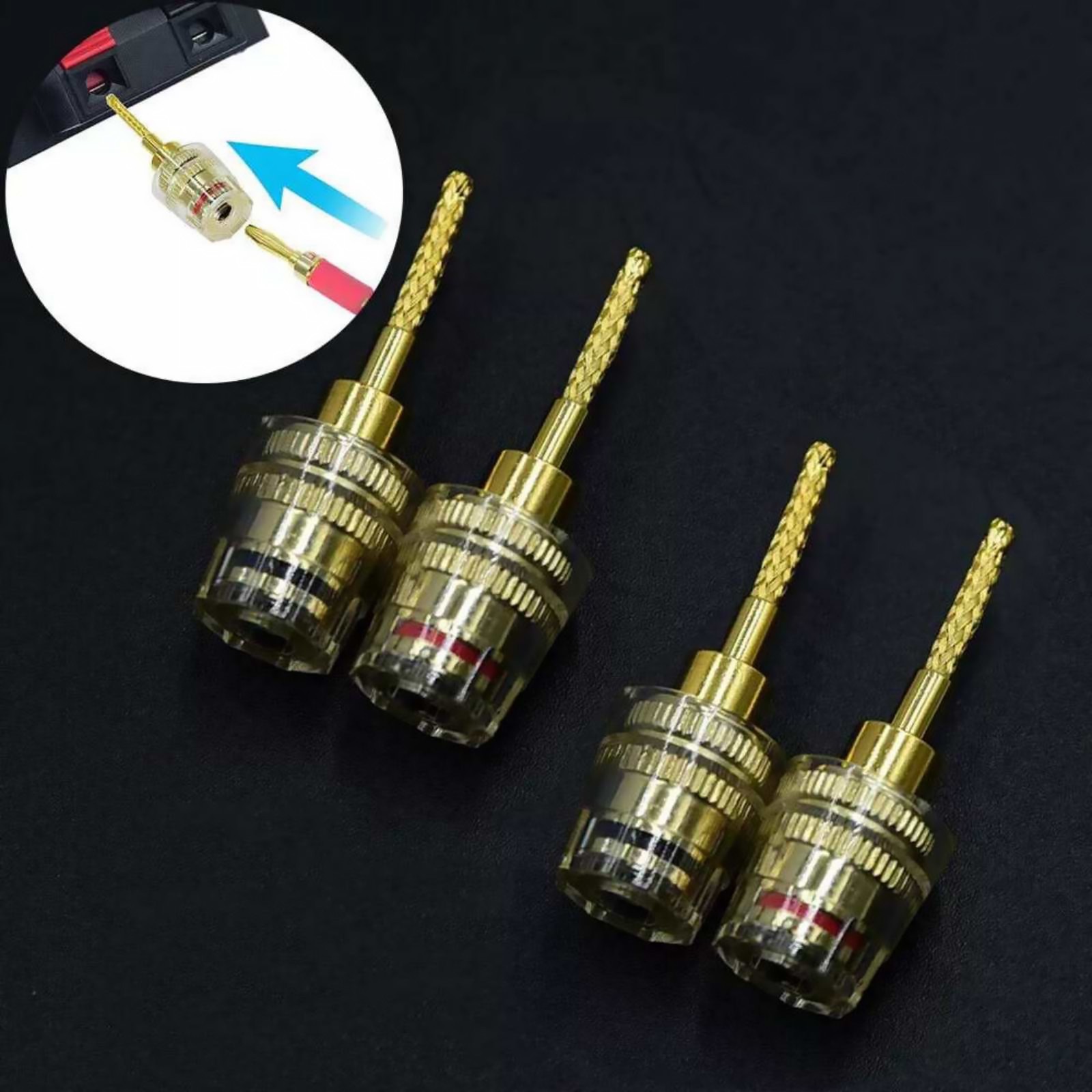 4* Replacement 4mm HIFI Cable Banana Adapter Plug Pin Interface(2mm) Connector