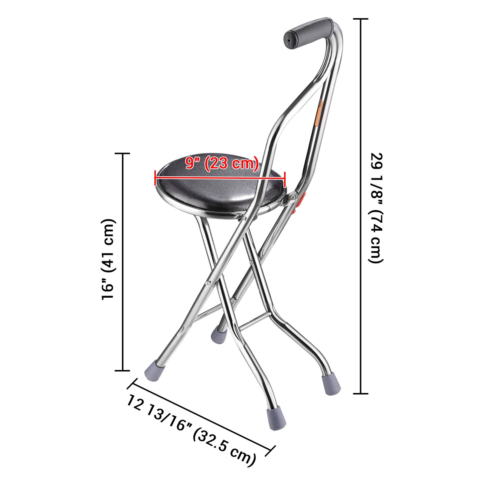 Walking Stick with Seat Folding 2in1 Chair Cane Portable Elders Travel Camp Care