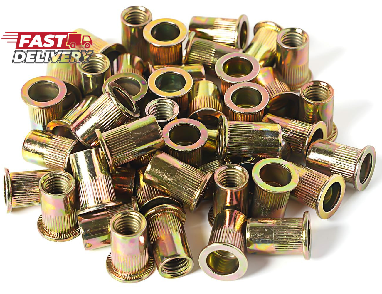 120Pcs Carbon Steel 1/4-20 Rivet Nuts Zinc Plated Head Insert Nutsert Rivnuts 1/