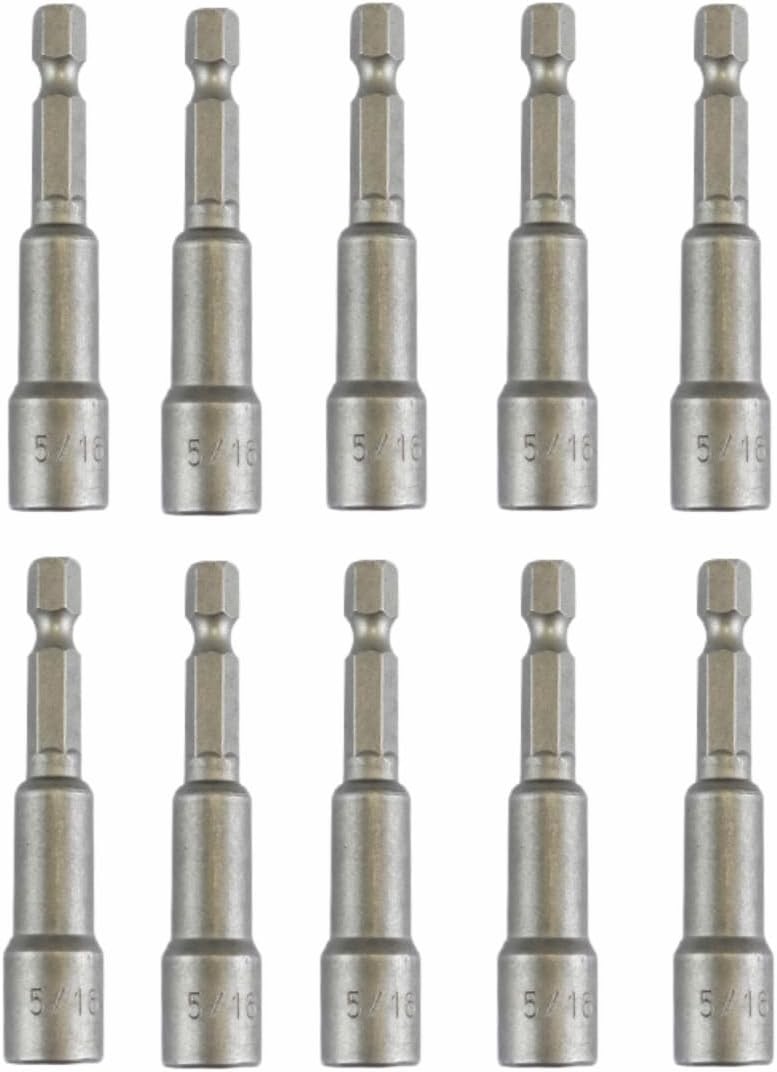 10 PCS 5/16 Nut Driver, Ultra Magnetic Nut Driver Set for Impact Drill, Standard