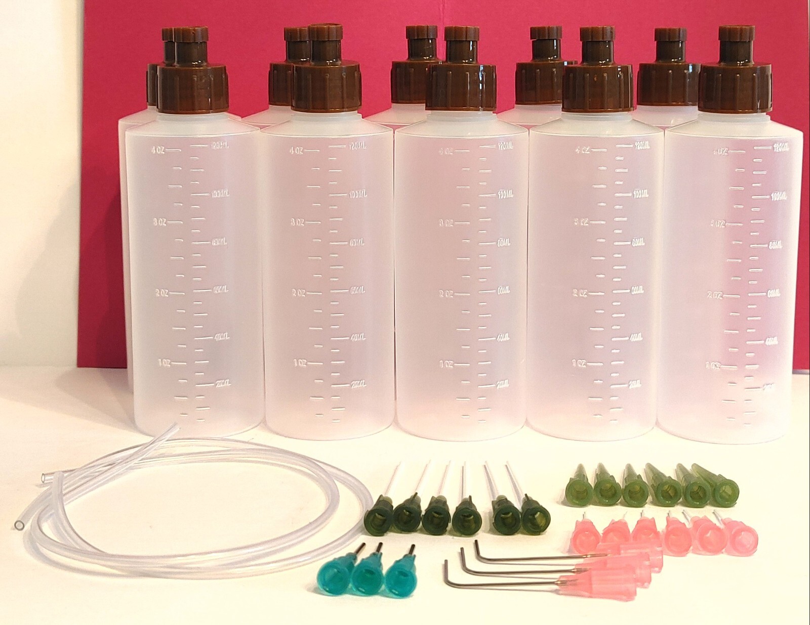 Multipurpose 4 oz Squeezable Bottles W/Attachable (Twist On) Tips - Set of 10