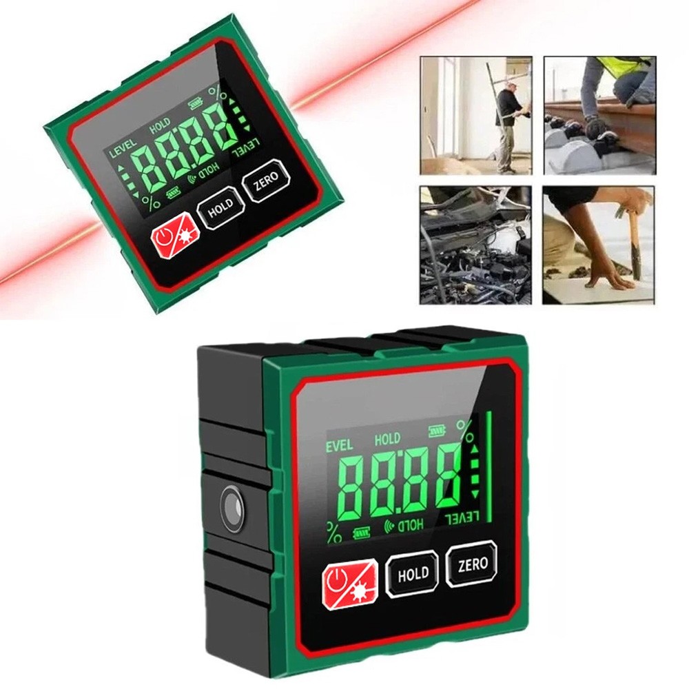 Digital Angle Finder with Electronic Laser - 4-side Strong Magnetic Angle Gauge