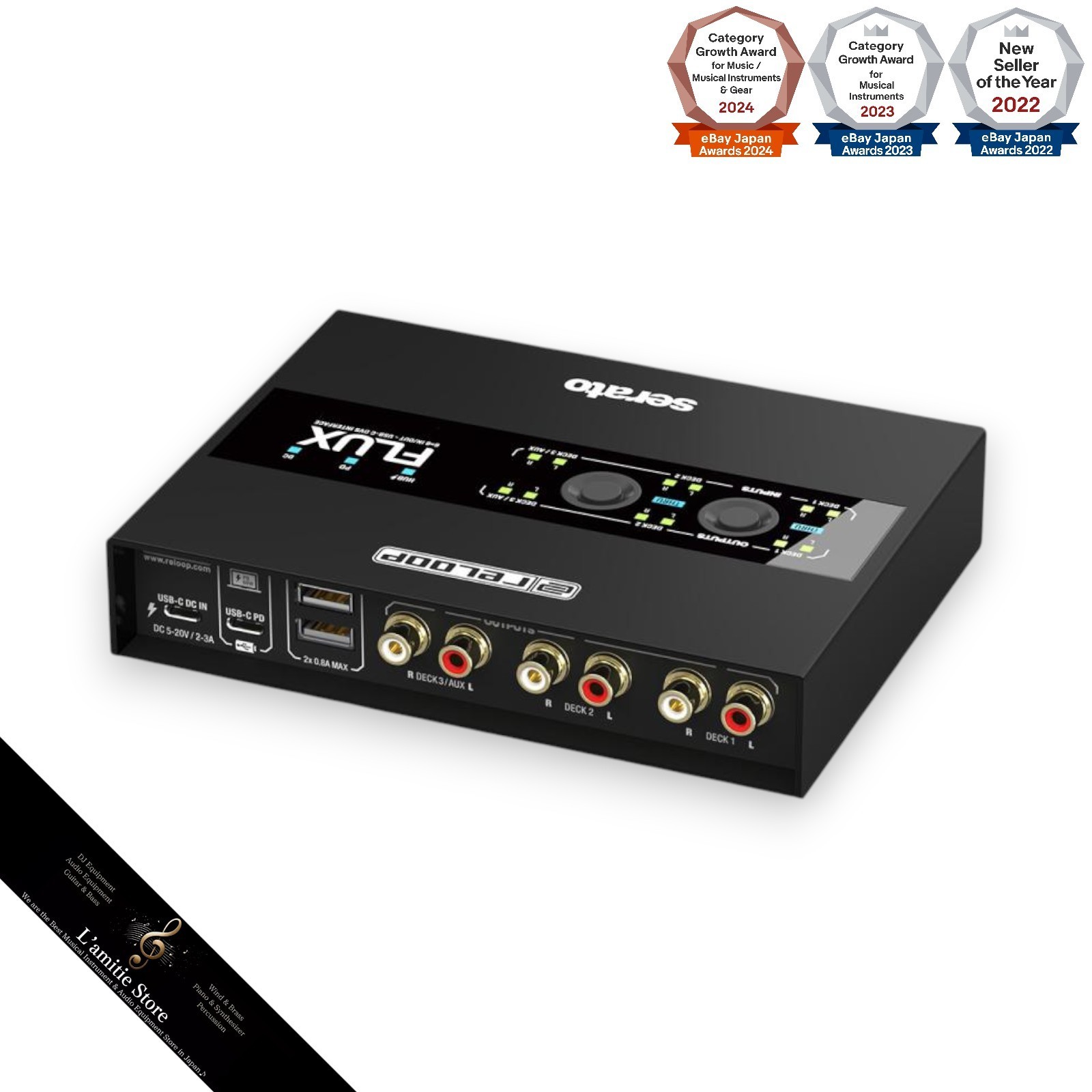 Reloop Flux 6x6 3-Channel USB-C DVS Interface for Serato DJ Pro Black Japan New