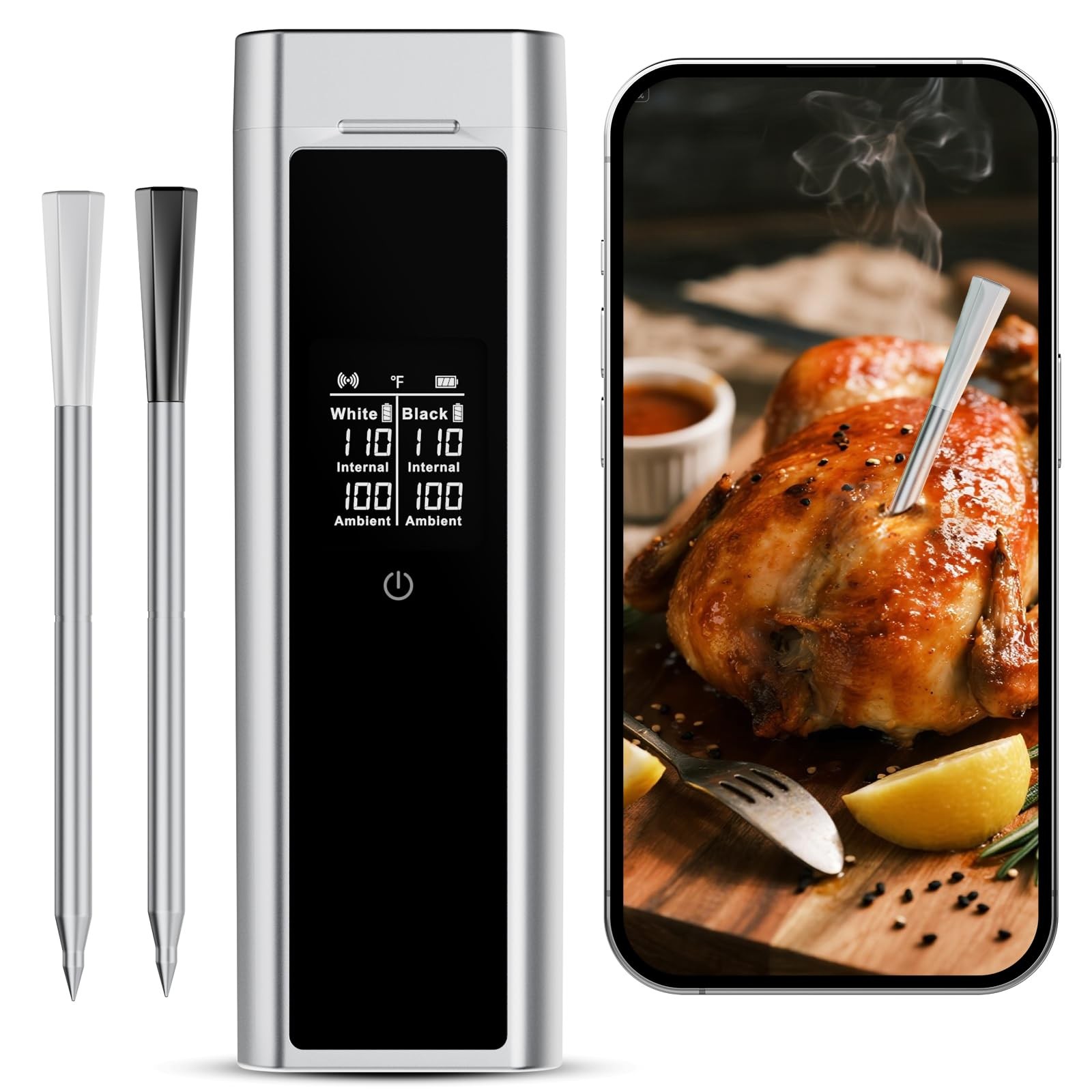 Smart Bluetooth Meat Thermometer for Grilling & Smoking, Dual Probe Wireless BBQ
