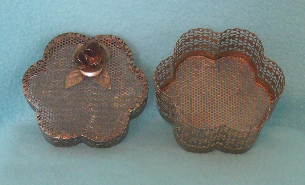 Vintage Brasstone Metal Dresser Trinket Box