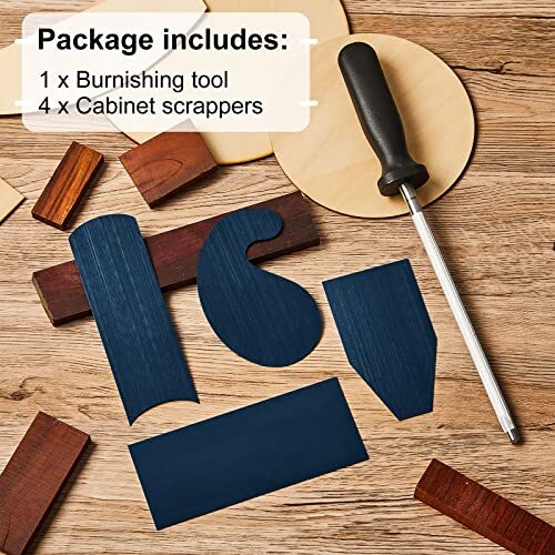 Cabinet Scraper Burnisher with 4 Pack Scraper Set for Woodworking Carving Tools