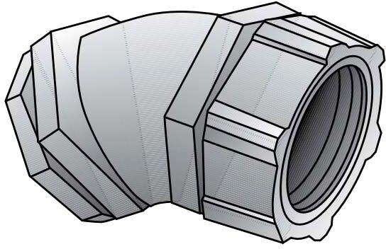 Oz-Gedney 4Q-4300, 3", Iron, Non-Insulated, 45D, Liquid Tight Connector, 1pc