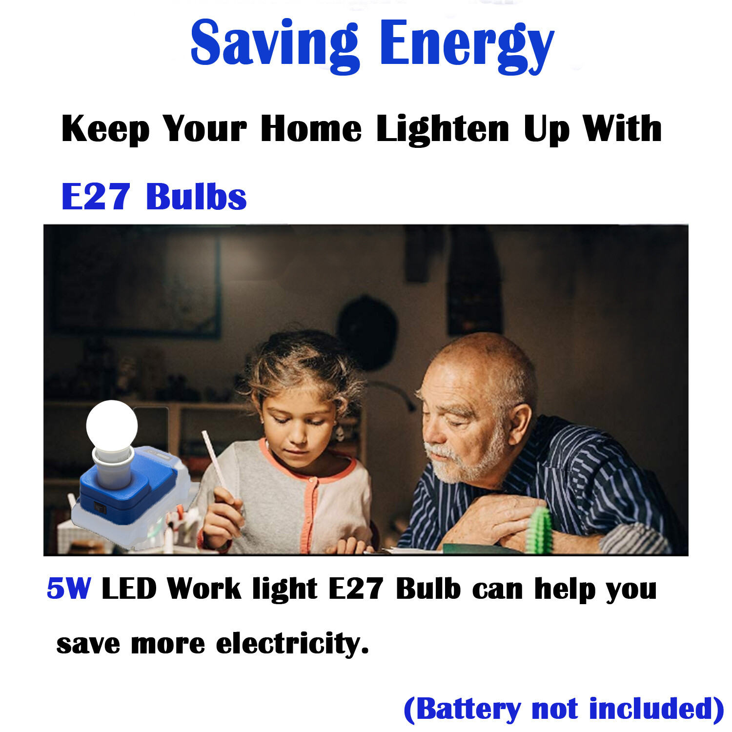 Portable E27 Bulb Lamp For Ko-balt 24V Series Battery Powered Indoor Work Light