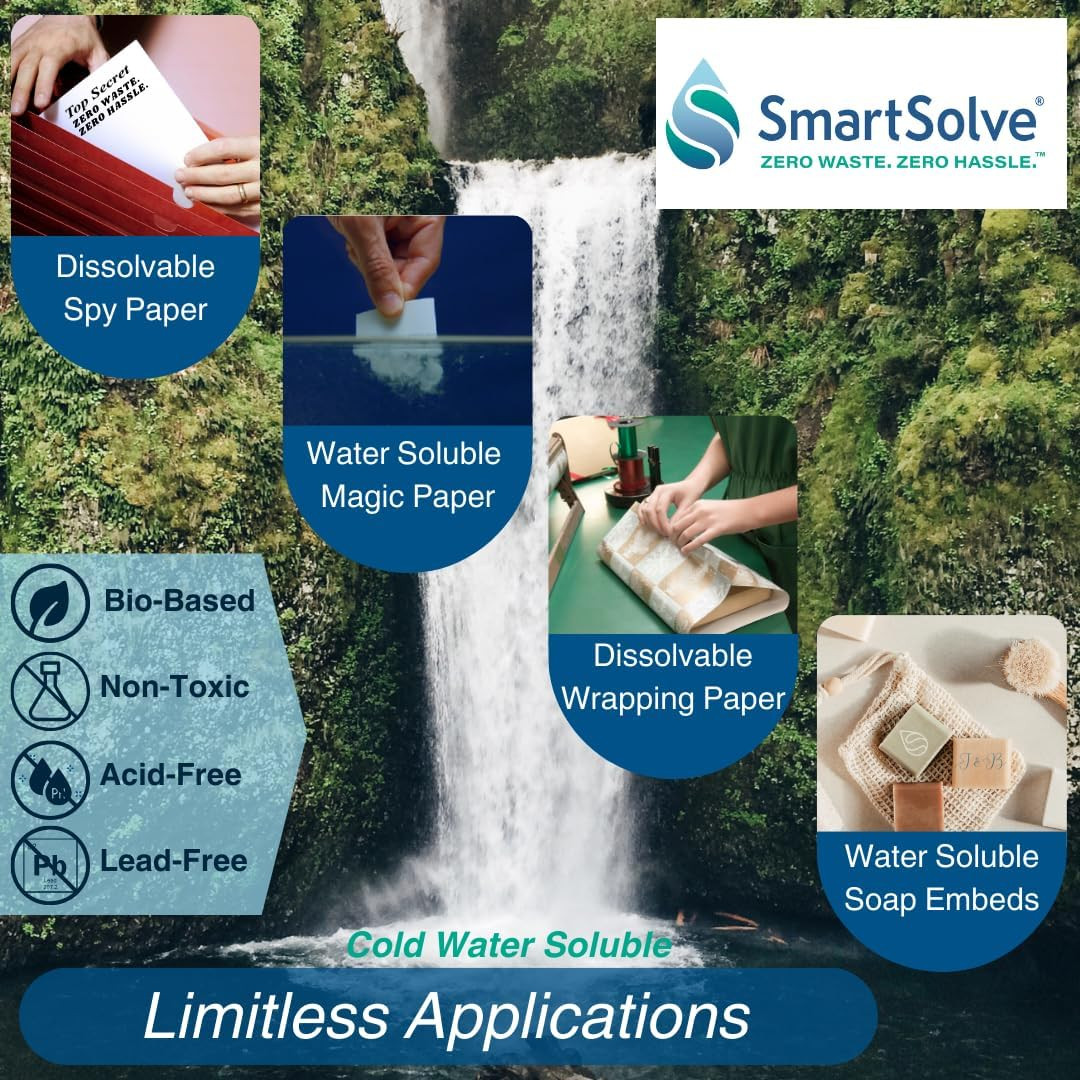 2 Pt. Water-Soluble Bio-Based Paper | Dissolves Quickly in Water |