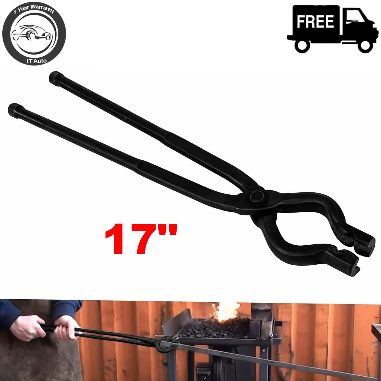 17" Better Forge Tongs Knife Making V-Bit Bolt Blacksmith Tongs Wolf Jaw Tongs