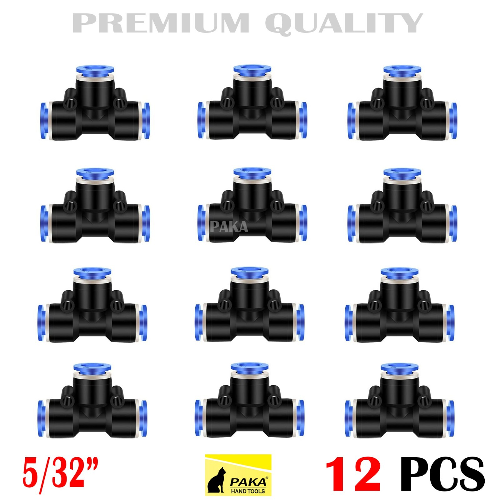 12x Tube OD 4mm 5/32 Tee Union Pneumatic Push In Connector Air Fitting Couplings
