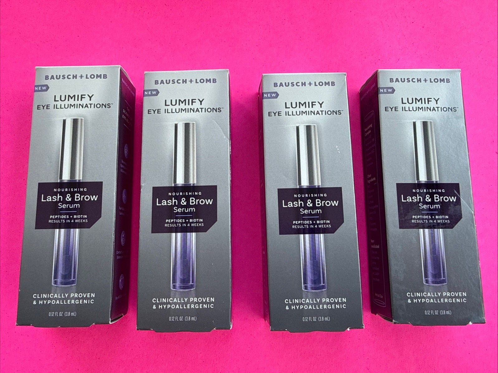 4 Boxes: Bausch + Lomb Lumify Eye Illuminations Lash & Brow Serum 0.12 oz.