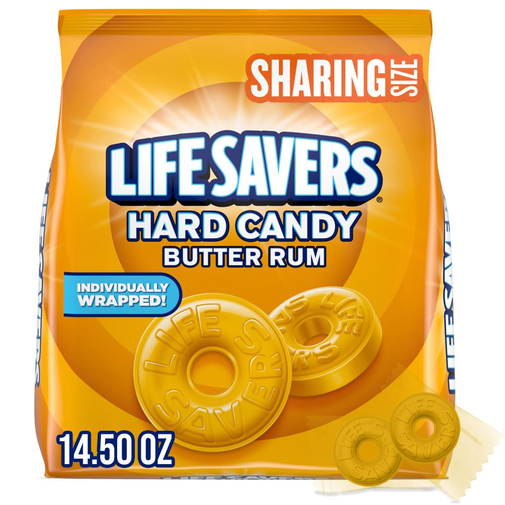 LIFE SAVERS Butter Rum Hard Candy Pack of 4 14.5 Ounce Bags for Sharing