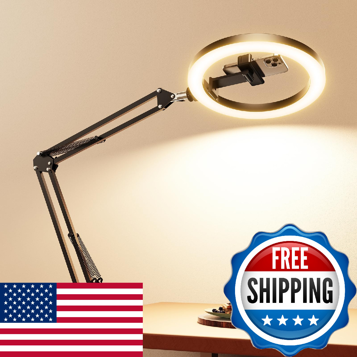 Upgrade Ring Light Overhead Camera Phone Mount For Desk Evershop 10 Selfie