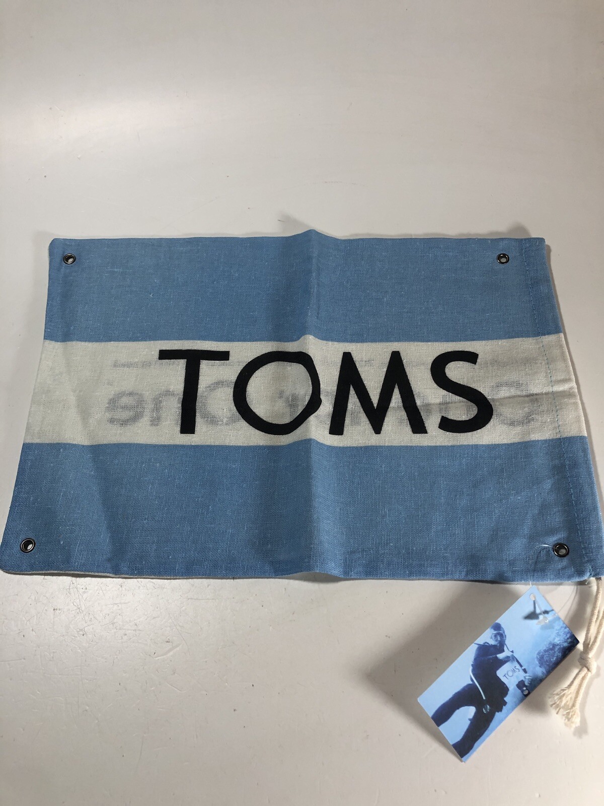 NEW WITH TAG TOMS Shoes FLAG / Dust Cinch Top Drawstring Bag 9.25 x 14