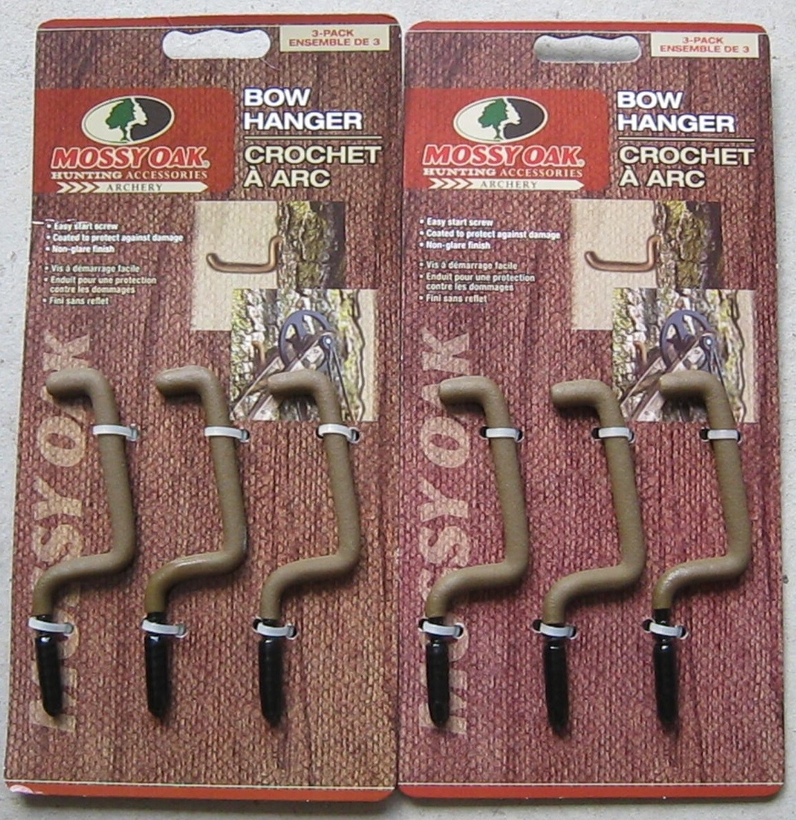 MOSSY OAK BOW HANGER, BOW OR GUN TREE HANGER MO-BH3PK, LOT OF 2 (6 TOTAL), NEW!
