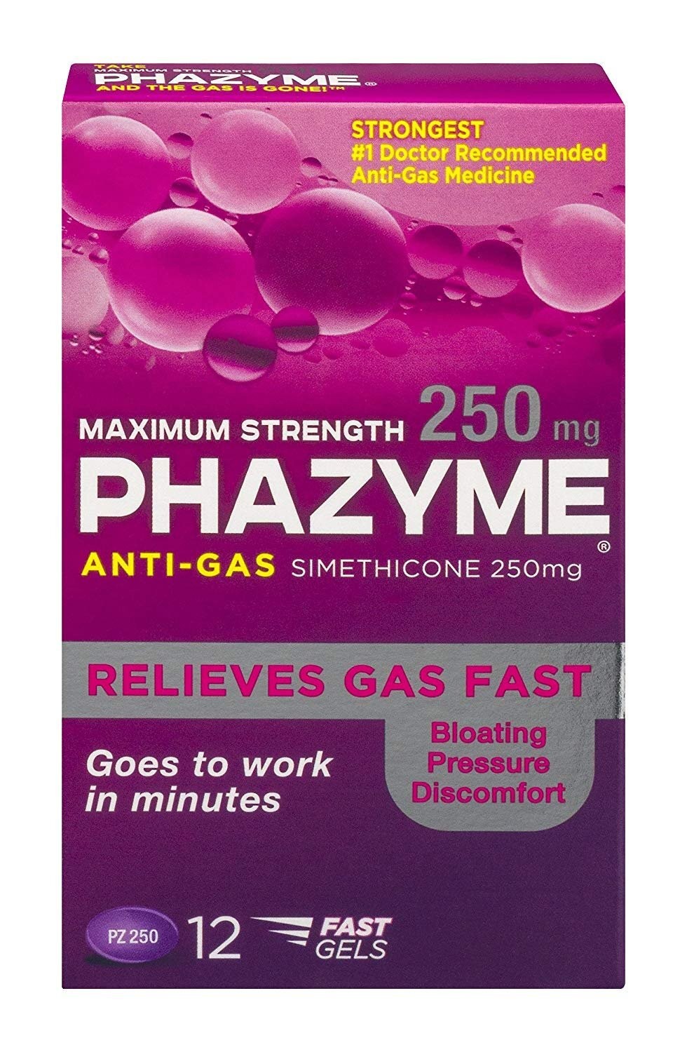Phazyme Maximum Strength Anti-Gas Medication Simethicone Softgels 250 mg 12 Ct