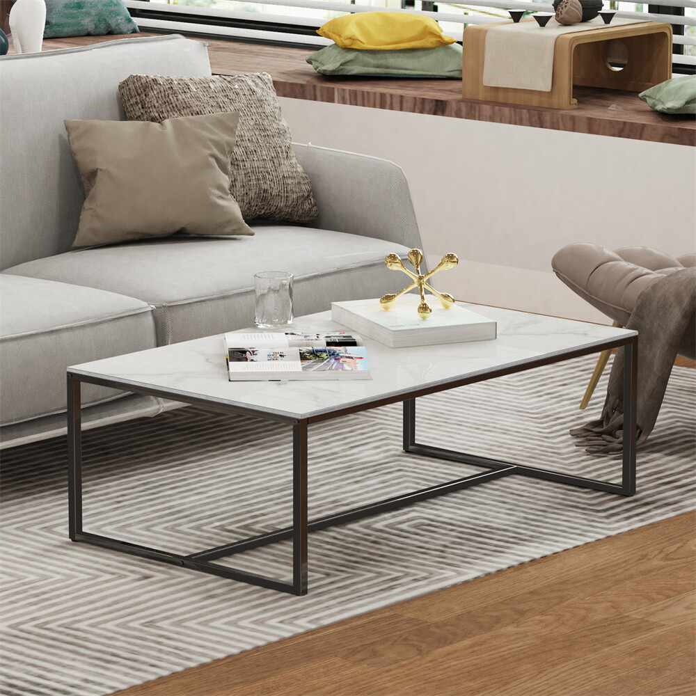Rectangular Coffee Table Sintered Stone Cocktail Table For Living Room Apartment