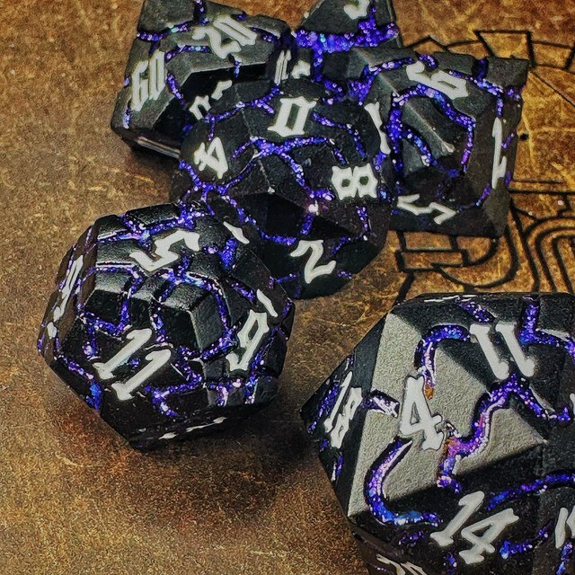 Sage's Warp Stones White Dwarf Star Metal Polyhedral Dice Set | Dnd RPG