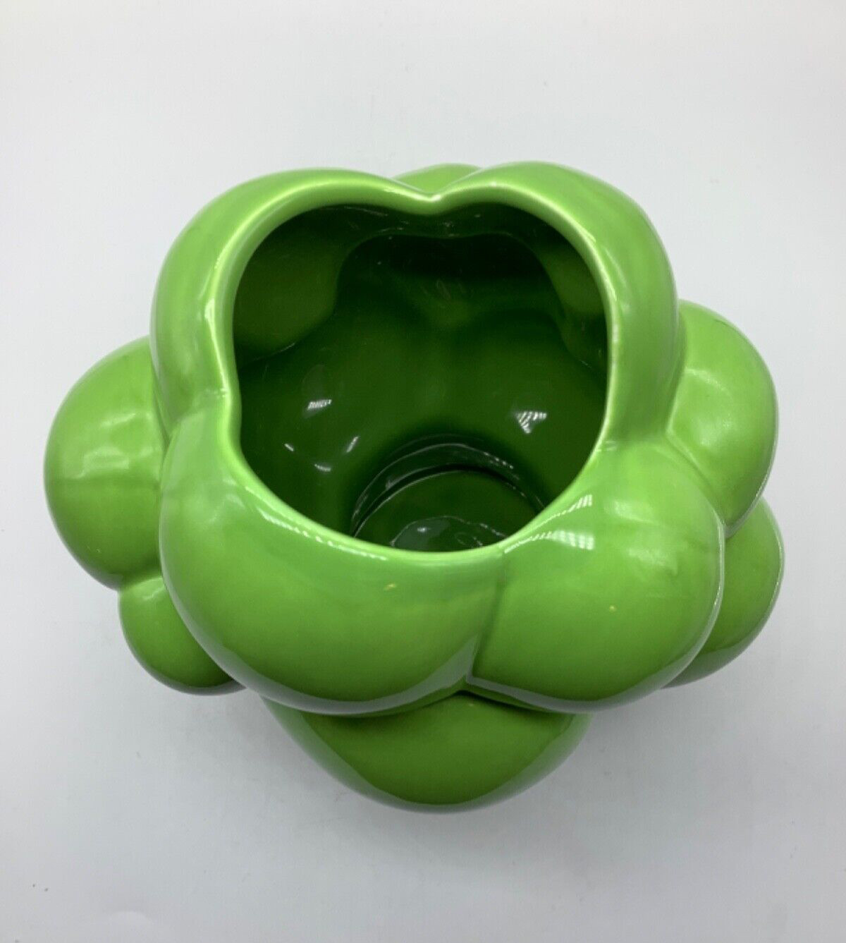 Ceramic Planter Grove Tree Shaped w/Smiley Face, Streamline Imagined, 7.25” Tall