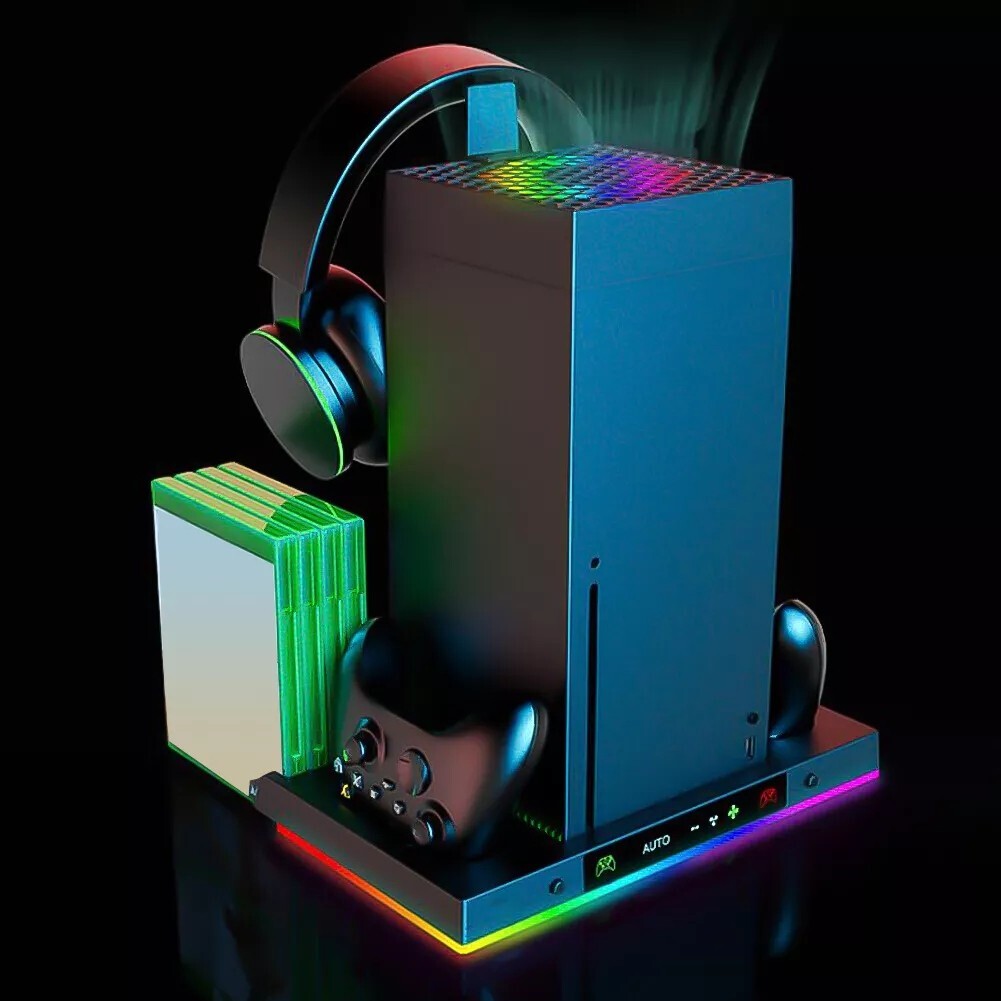 RGB Charging Dock with 3-Levels Fan Vertical Cooling Fan Stand for Xbox Series X