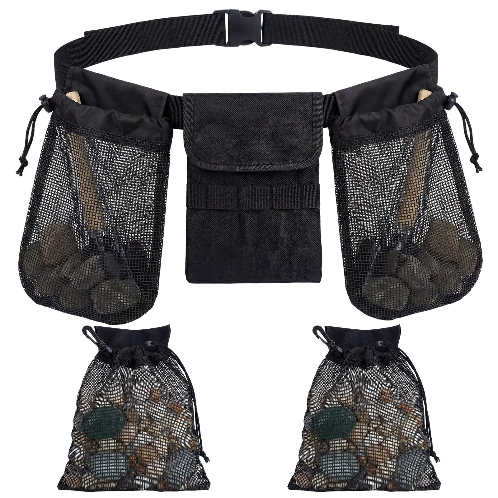 Shinylin Outdoor Exploration Foraging Belt, Rockhounding Bag with Adjustable ...