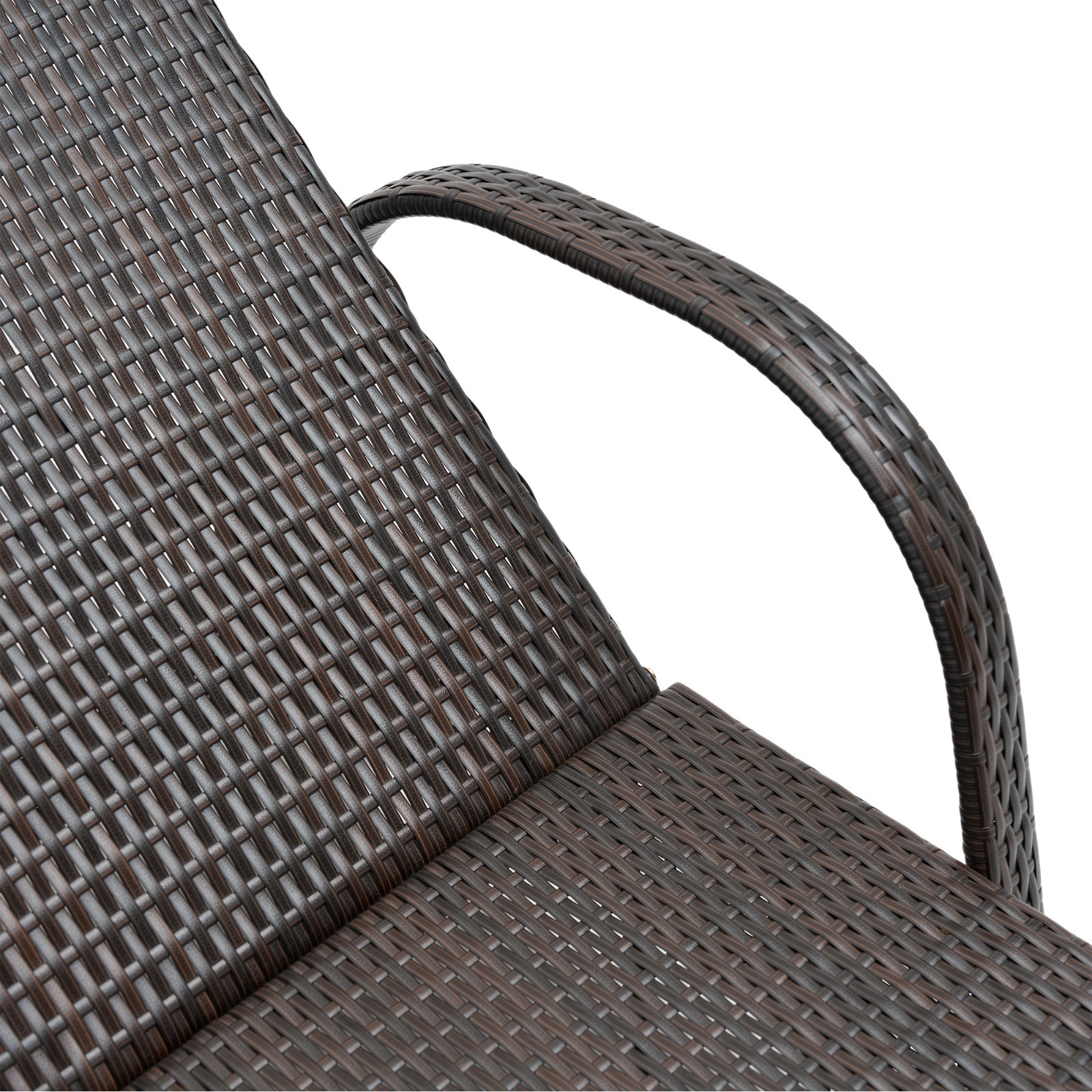 PE Rattan Chaise Lounge w/ Adjustable Back, Cushion & Wheels