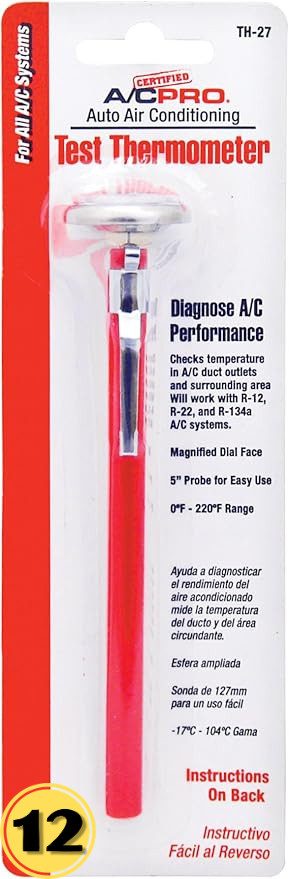 Certified A/C Pro Car Air Conditioner Test Thermometer - Pack of 12